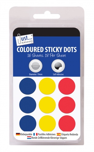 Sticky Dots, 19mm, Coloured, 288's