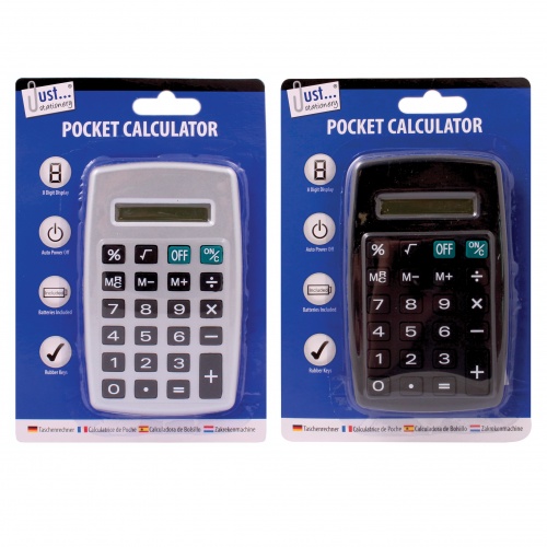 Calculator, Pocket Size, Black & Silver 8 digit