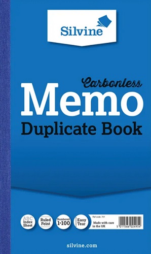 Duplicate Book, Carbonless Memo Book, Full-Size, 210 x 127mm, Ruled