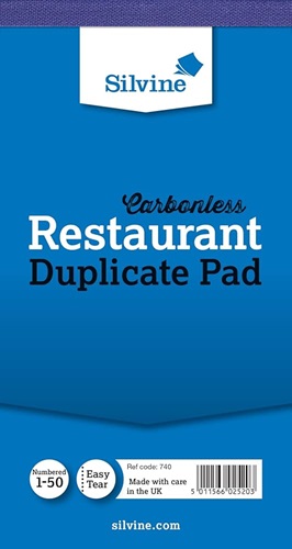 Duplicate Book, Carbonless Restaurant Pad, Full-Size, 150 x 80mm