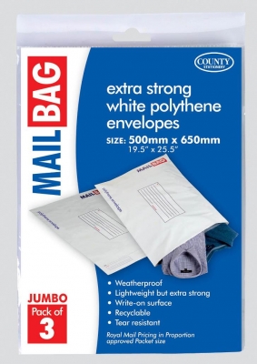 Mail Bag, County Polythene Extra Large 5's, 420 x 500mm, Pack 10