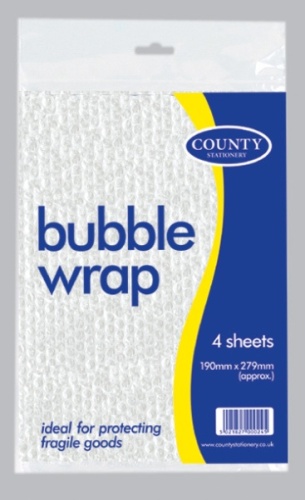 Bubble Wrap, Pack, 4 Sheets 190 x 279mm