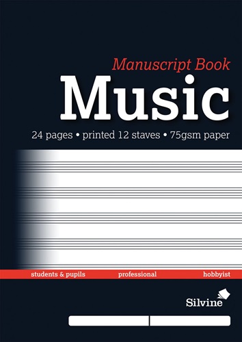 Manuscript Music Book, A4, 12 Stave, 150 x 230mm, 24 Pages