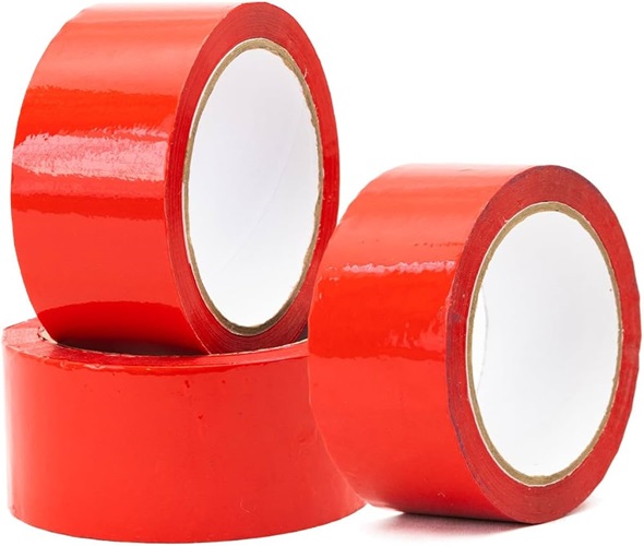 Tape, 48mm x 50m, Red, (Parcel Tape), 6 Rolls