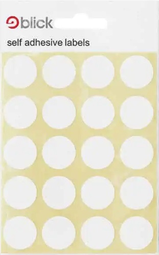 Labels, Self-Adhesive Circle White, 19mm, 20's