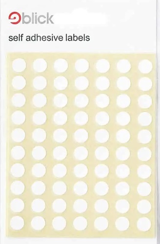 Labels, Self-Adhesive Circle White, 8mm, 20's