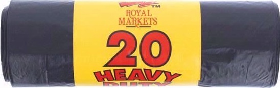 Refuse Bags, Black, Royal Market Heavy Duty 20's